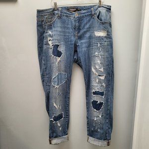 Torrid Premium Boyfriend Jean With Super Distress Patches 16R